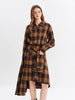 Winter Women's Retro Plaid Brushed Shirt Dress with Asymmetrical Hem - Versatile Layering Slip Dress for Casual