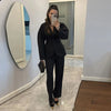 Elegant V-neck Blazers Coat Pants Set Women Solid Single Button Suit Coats Straight Long Trousers Spring Office Lady Outfit