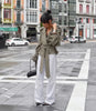 Women's Lace Up Cropped Trench Coat Lapel Long Sleeve Solid Loose Jacket Autumn Winter Female Street Outerwear