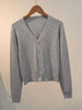 Sweater Knitted Cardigan Button Jacket Spring Autumn V-neck Long Sleeve Casual Short Tops For Women Sweater Grey White