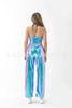 Red Women's Aurora Laser Gradual Change High Waist Straight Pants, Blue Thin Female Stretch Trousers