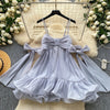 French Sweet Bow Camisole Mini Dress for Women Korean Version Pink Ruffle Edge Sexy A-line Dress T106