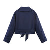 women's British wind trench coat style double-breasted long sleeve belt lapel jacket short coat