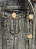 High Street F/W Designer Women's Lion Buttons Stone Wash Denim Jacket