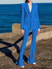 Designer Runway Suit Set Women's Single Button Slim Fit Blazer Flare Pants Suit Two-pieces