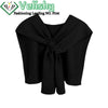 Korean Neck Guard Scarve Solid Color Woman's Knitted Cross Shawl Blouse Shoulders Fake Collar Cape Knotted Scarf