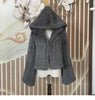 Real Rabbit Fur Hooded Coat Long Sleeve Women Casual Loose Knitted Genuine Fur Jacket With Hood Female Natural Fur Outwear