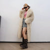Colorful Fahionable Faux Fur Mongolian Jacket Long Tailored Collar Plush Winter Coat for Women Elegant Loose Fit Outerwear