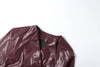 Faux Leather Crop Jacket Women Cross Neck Hipster Single Button Irregular Fall Wild Basic Sexy Streetwear Coat
