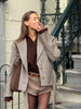 Women Plaid Shorts Set Lady Casual Lapel Long Sleeve Single-breasted Blazer Jacket Suit Vacation High Street Wear