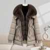 Women Large Fur Collar Warm Mid-Length Down Cotton Jacket Winter Coat Puffer Jacket Female Parkas Outerwear