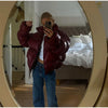 Stand Collar Layered Zipper Cotton Jacket Woman Loose Solid Color Long Sleeves Casual Coat Versatile Street Women's Warm Jackets