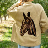Women Shawl Collar Cardigan Long Sleeve V Neck Y2K Aesthetic Graphic Print Button Down Sweater Knitwear Coat Tops