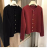 Crew neck 100 pure cashmere cardigan small fragrant coat women's spring and autumn loose wool knit sweater
