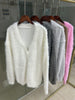 Solid Knit Cardigan Women Long Sleeve Casual V Neck Oversized Sweater Women's Autumn High Street Knitted Coats