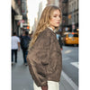 Chic Suede Embroidered Short Coats Women Casual Round Collar Full Sleeves Zipper Pockets Loose Coat Lady Daily Street Outerwear