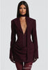 Long Scarf Women Suit 1 Piece Blazer With Back Stripe Sexy V Neck Ruffles Short Mini Party Gown Formal Office Lady Jacket Coat