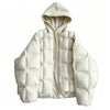 Women Parkas Knitted Hooded Puff Cotton-padded Jacket Fake Two Pieces Loose Warm Thicke Cotton Coat Female Outerwear Overcoat