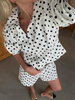 Polka Dot Print Shorts 2 Piece Sets For Women Long Sleeve Patchwork Contrast Jacket Coat And Casual Commute Shorts Suits