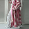 Striped Hooded Long Trench Coat Drawstring Waist Open Front Spring Women Glam Outerwear Warm Casual Lady Windbreaker Jacket