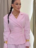 Chic Solid Lapel Coat Long Pant Suit Women Casual Full Sleeve Waist Cinching Blazer Wide-leg Pants Set Lady Daily Street Outfit