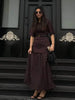 Women Elegant Half Sleeves O-Collar Pleated Dress Spring Woman Rear Zipper Splicing Vintage Casual Knitted Long Dress