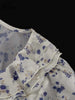 White Print Women's Dress Elegant V-Neck Ruffled Long Sleeve Dresses Autumn High Waisted Pleated Mini Dresses