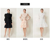 French Elegant Lace Splicing Waist Lantern Sleeve Dress Vintage High Collar Princess Dress Organza Cocktail Women's Wear