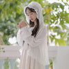 Lolita Chiffon Open Front Wraps Poncho Soft Coat Capes Girls Sweet Hood Covers Sweet Ruffle Shawl Cape Sun Protective For Women