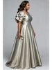 Women Plus Size Maxi Evening Dress Square Neck Ruffle Sleeve Formal Gown Elegant Wedding Guest Cocktail Party Dress
