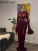 Women Flare Long Sleeve Stacked Dot Mesh See Though with Lining Maxi Long Dress Evening Birthday Sexy Party Dresses