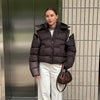 Two Wear Women's Winter Jacket Detachable Sleeve Padded Coat Stand Collar Hooded Puffer Coat Short Padded Coat Padded Vest