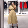 Cape Style Women Dress Turn Down Collar Shirt Dress Stand Collar Waist Defined Shirt Dress A Line Long Dress Daily Wear