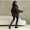 Thicken Cotton Jackets Women Long Sleeves Detachable Fur Collar Lace Up Pockets Coats Female Winter Chic Warm Outwears