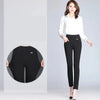 Spring Korean Black High Waisted Elastic Leg Pencil Pants Women's Solid Pockets Versatile Casual Straight Trousers