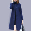 Women Wool Jacket Coat Thick Woolen Overcoat Turn Down Collar Single Breasted Vintage Outerwear Office Lady Autumn Winter