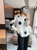 Color Contrast Polka Dot Print Pleated Cardigan Blouse Versatile Shirt Women's Short Coat Spring 2DE391