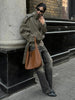 Loose Spliced Lace Up Trenchs for Women Stand Neck Long Sleeves Patchwork Double Breasted Trench Female