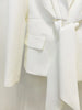 High Street Designer Runway Suit Set Women's Lacing Belt Blazer Pleated Zip Pants Set 2pcs Set