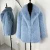 Faux Fur Lapel Coat Women's Elegant Solid Loose Lace-Up Leisure Jacket Winter Female Keep Warm Fur Coat
