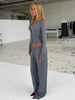 Women's Clothing Cardigan Slim Long Sleeve Low Waist Long Pants Sweater Solid Color Two Piece Outfits Woman Simple Style Casual
