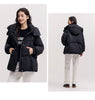 Mid-Length Down Jacket Women Loose Fit Hooded Textured Coat Women winter coats Casual Warm Style