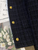 Korean Navy-blue Tweed Short Jacket Women's Woolen Coat Spring Autumn O-neck Slim Casual Blazer Tops Streetwear Lady Outerwear