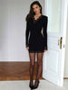 Lace Patchwork V Neck Women Dresses Solid Casual Bodycon Long Sleeve Sexy Club Outfits Female Elegant Vestidos