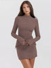 Sexy Slim Mini Dress For Women Two Pocket Spring Autumn Long Sleeve A-line Solid Club Party Dress Elegant Female