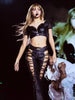 Hipster Leather Flared Pants Women Coquette Shirring Hollow Rivet Stretch Streetwear Chic Y2K Music Festival Bottoms