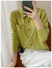 Women's Elegant Spring Knitted Cardigan Wool Polo Neck With Pockets Solid All-Match Casual Soft Tops Coats ZB1047006