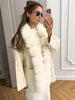 Faux Fur PatchworkTwisted Knitted Cardigan Women Elegant Lapel Long Sleeve Pockets Furry Knitwear Autumn Female Loose Outerwears