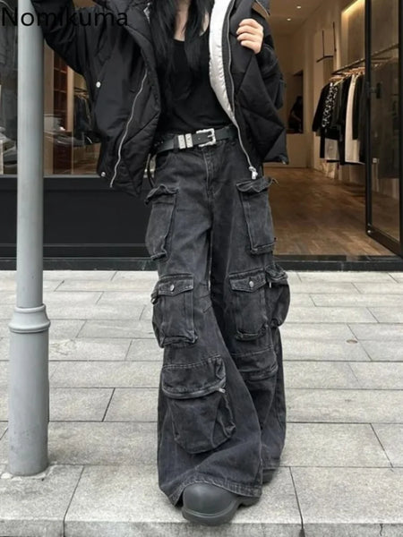 Bottoms Streetwear BF Y2k Jeans for Women's Pockets Casual Cargo Pants Pantalon Femme Harajuku Denim Trousers