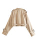 Belt Cropped Trench Spring Jacket Women Vintage Streetwear Double Breasted Long Sleeve Top Female Coat Outfits